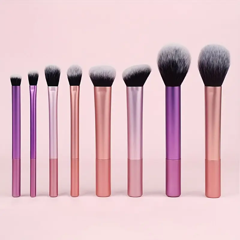 Kit de 8 pincéis de maquiagem com cerdas sintéticas macias para base, blush e