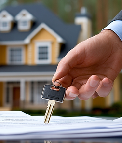 u6159457144_A_real_estate_agent_handing_over_the_keys_to_thei_67fd82ba-777b-4bf2-8f25-f07f