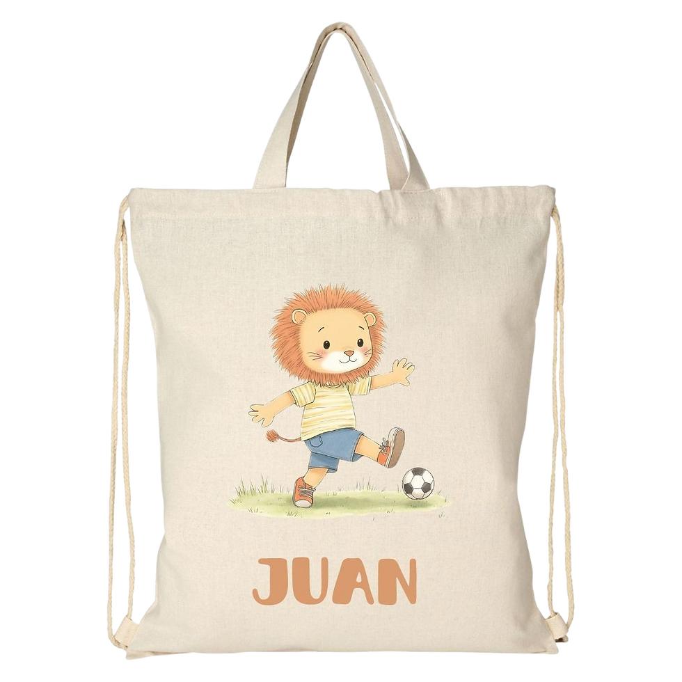 Miniatura: Mochila bolsa tela de algodón con cuerdas y asas personalizada 42x38 cm