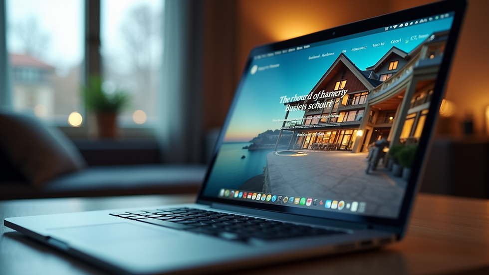 Close-up view of a hotel website on a laptop screen