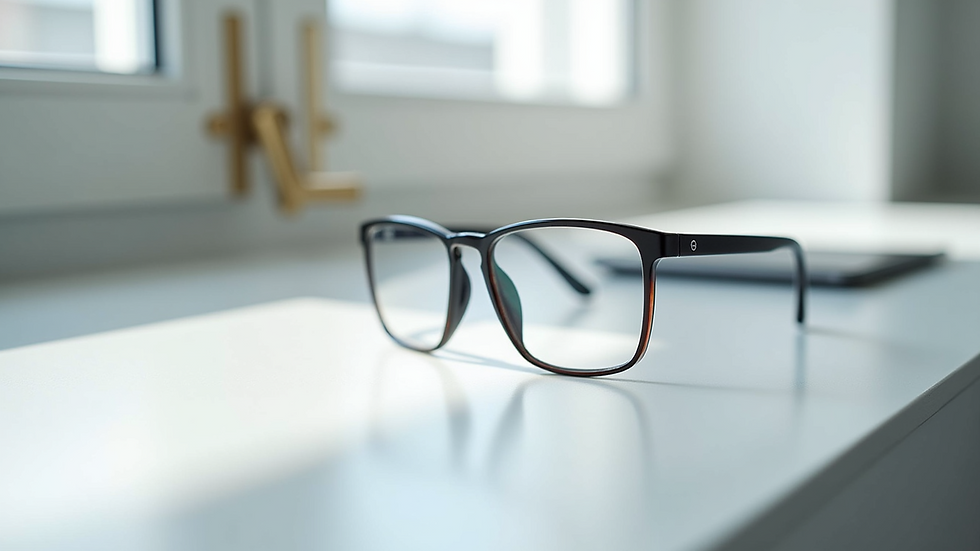 Close-up view of Apple’s new AI glasses resting on a white surface