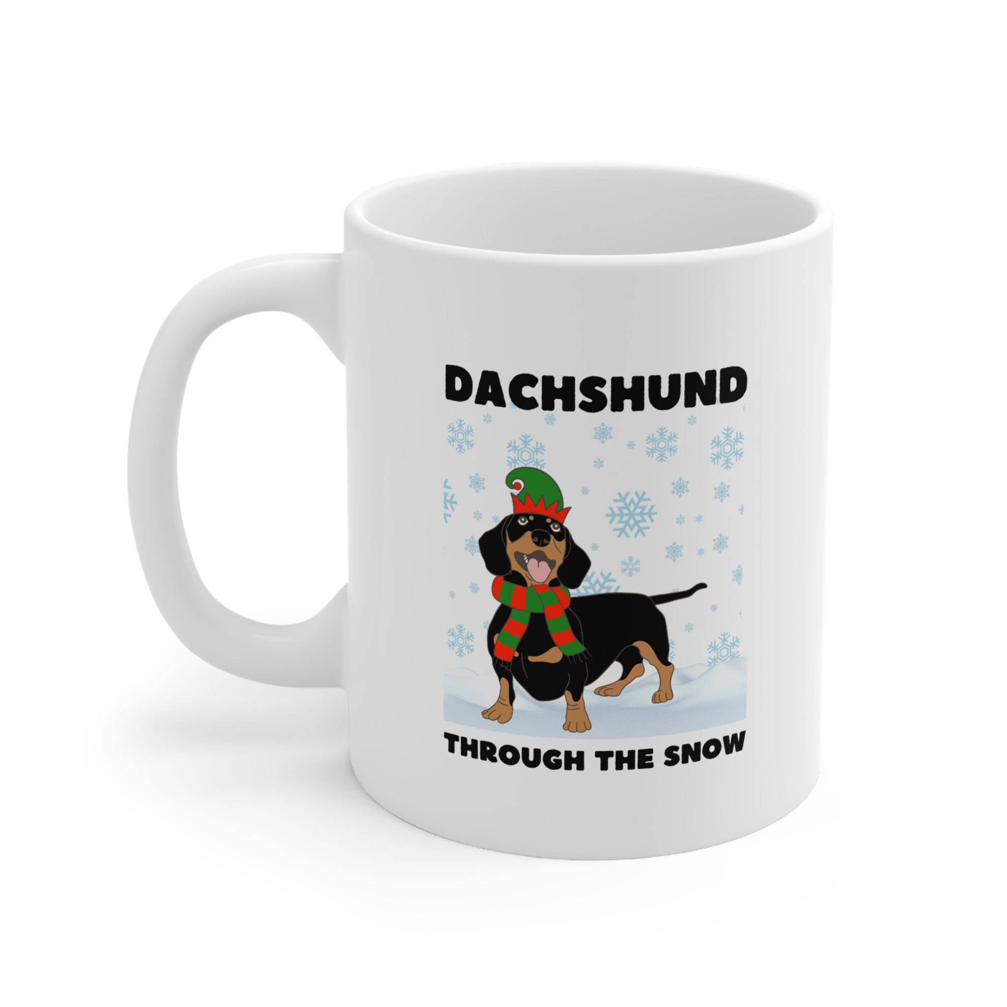 Dachshund Through the Snow Mug, Coffee Cup, 11oz, 15oz, (Gift)