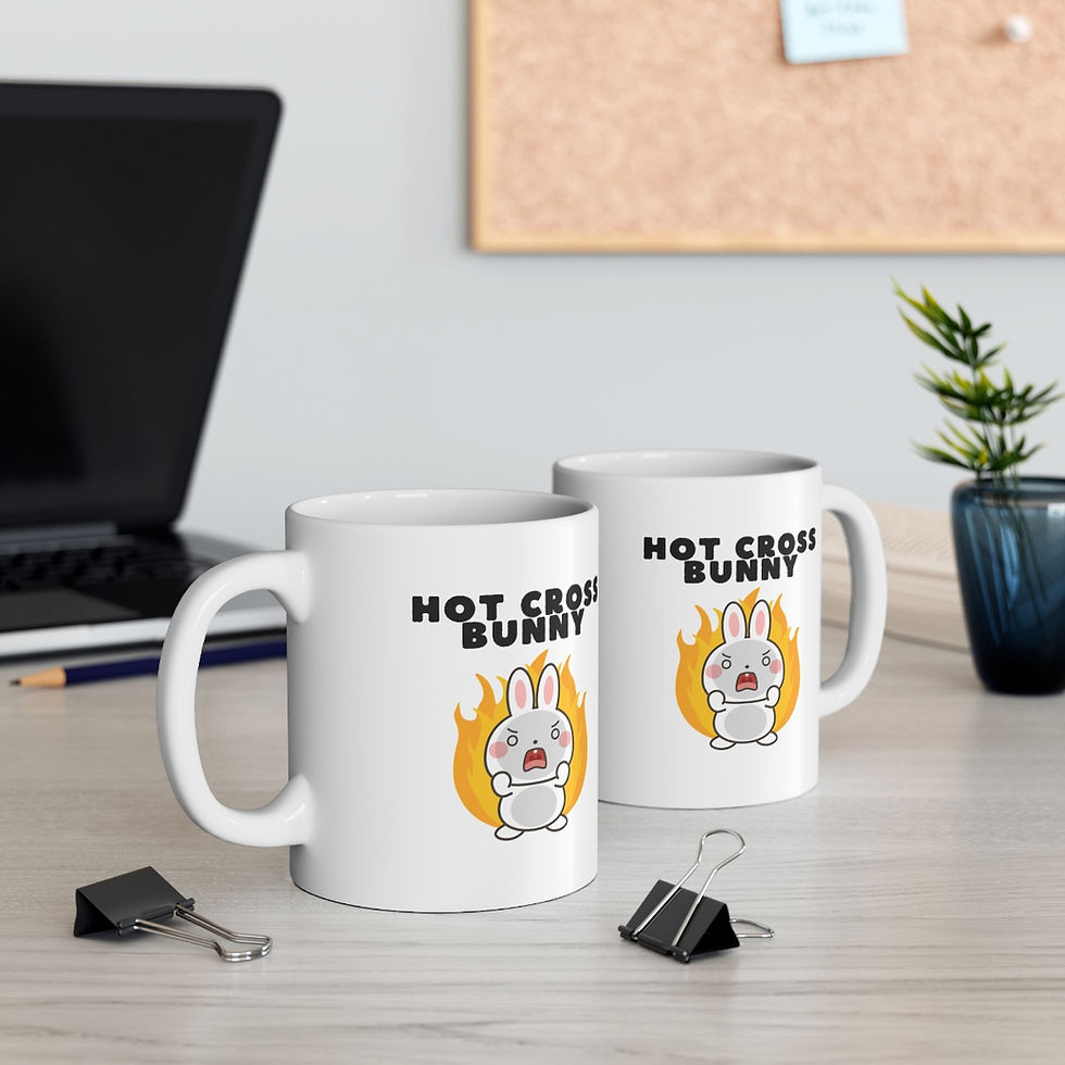 Thumbnail: Hot Cross Bunny Mug, Coffee Cup, 11oz, 15oz, (Gift)