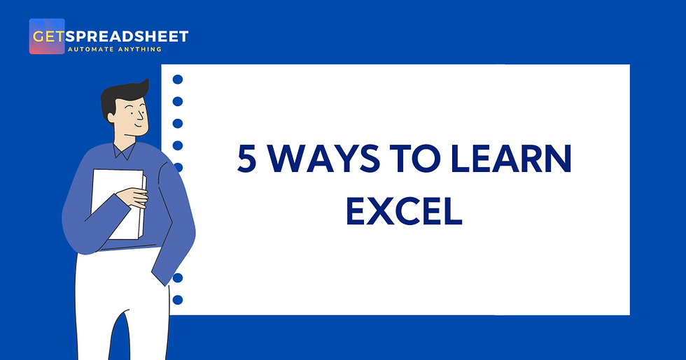 Five methods for learning Excel