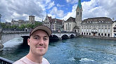 Alex Nelson next to the river in Zurich