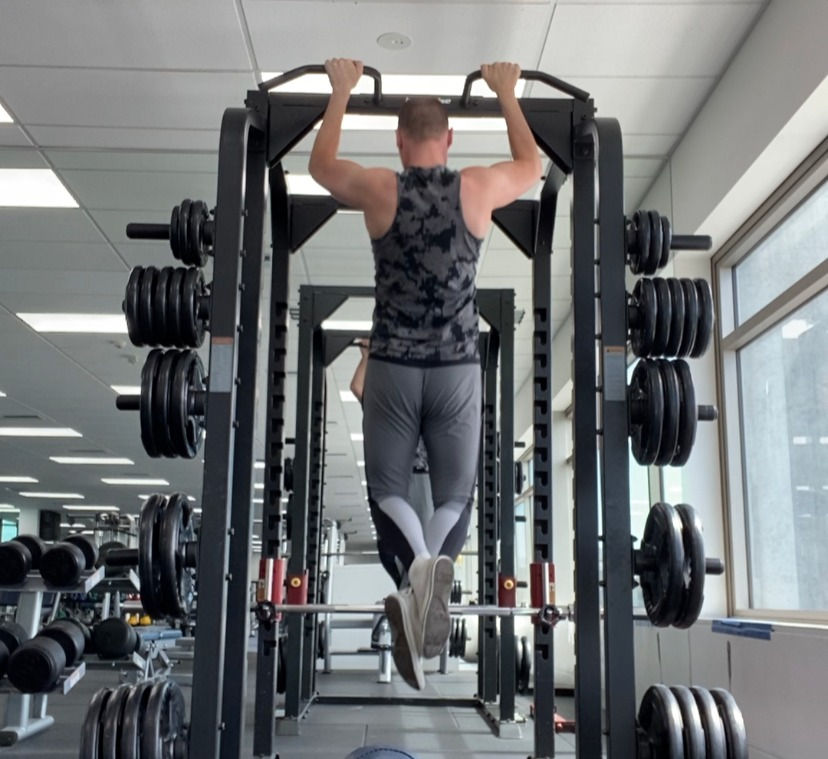 Alex Nelson does a pull-up