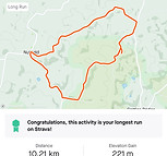 Strava map of 10km run