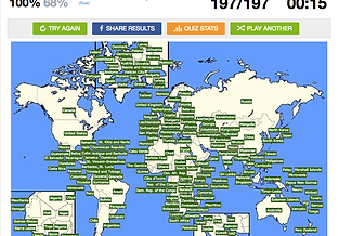 Screenshot of 197 countries correctly identified