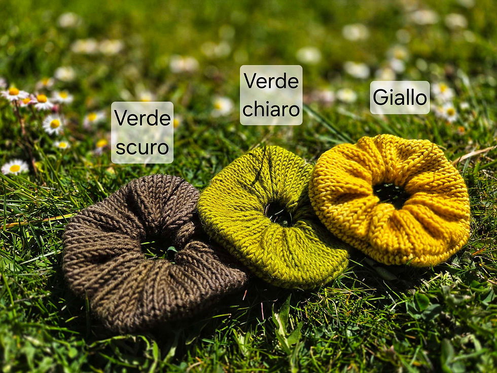 Miniatura: Scrunchies bordo arrotondato, elastici di lana