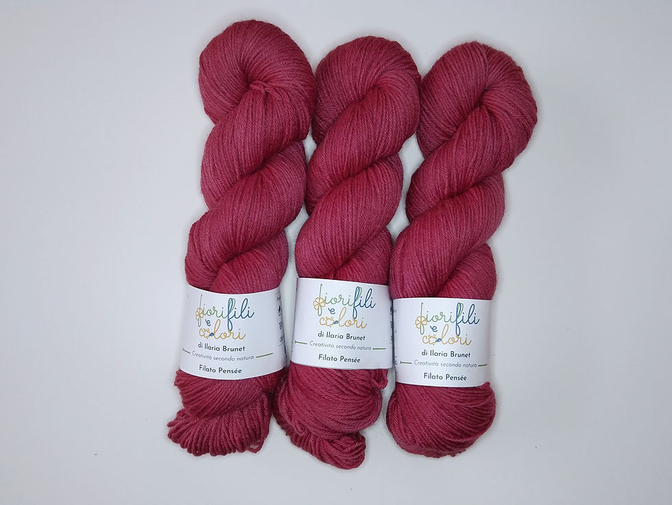 Miniatura: Filato Pensée tinta unita di pura lana merino organica fucsia