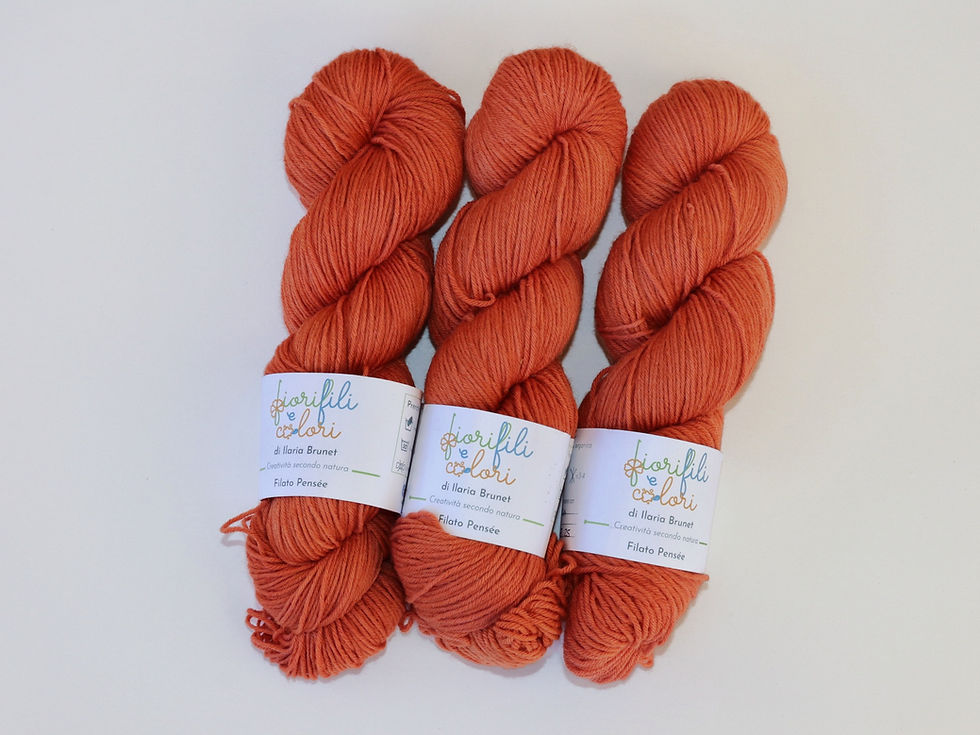 Miniatura: Filato Pensée tinta unita di pura lana merino organica mattone