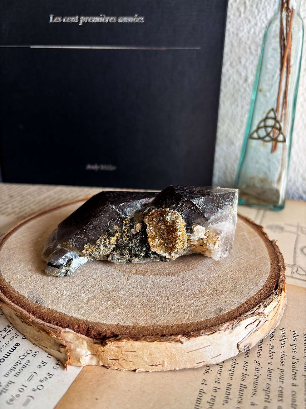 Quartz fumé et tourmaline verte