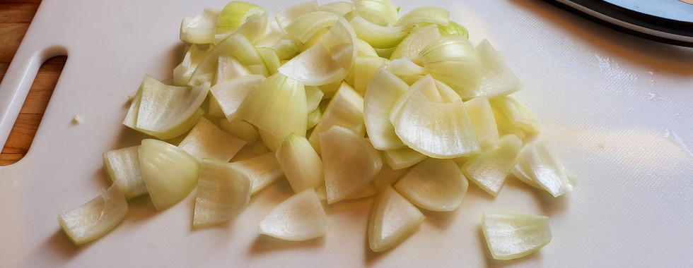 Diced onions on a cutting board
