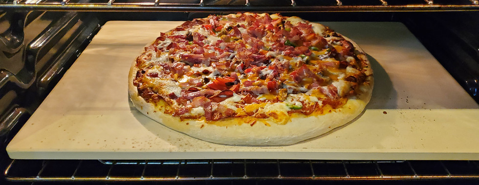 Slide pizza directly onto the stone.