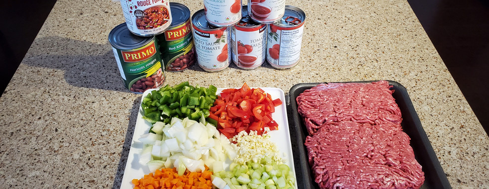 All the ingredients to make Chili Con Carne - Canadian Style