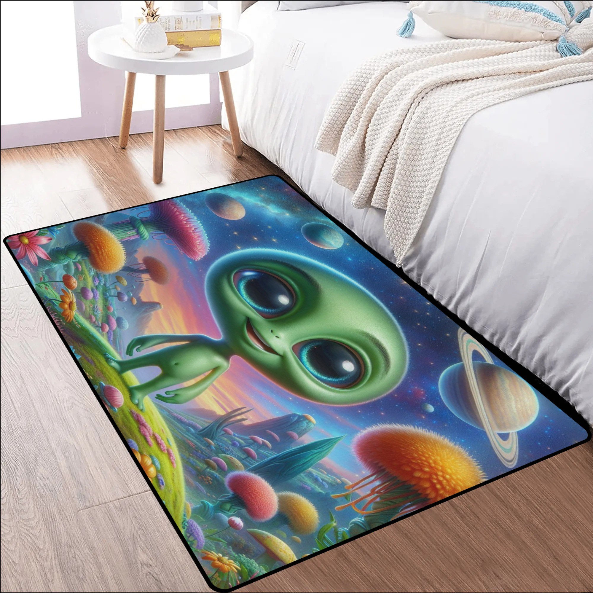 Green Alien Sofa Area Bedroom Rug