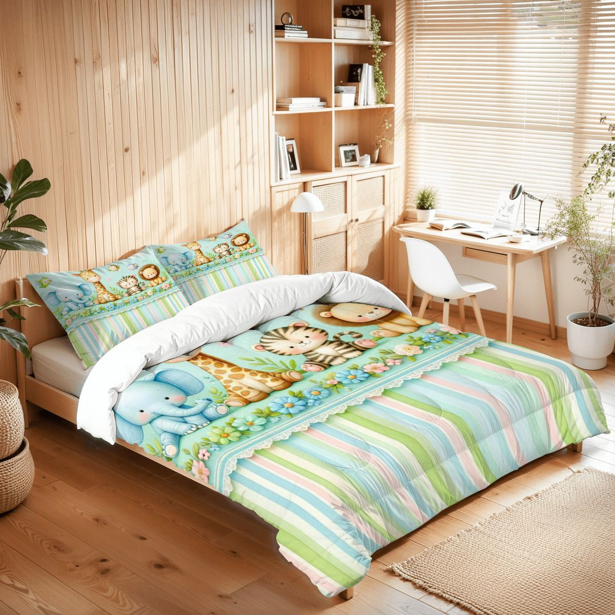 Green Stripped Comforter Set