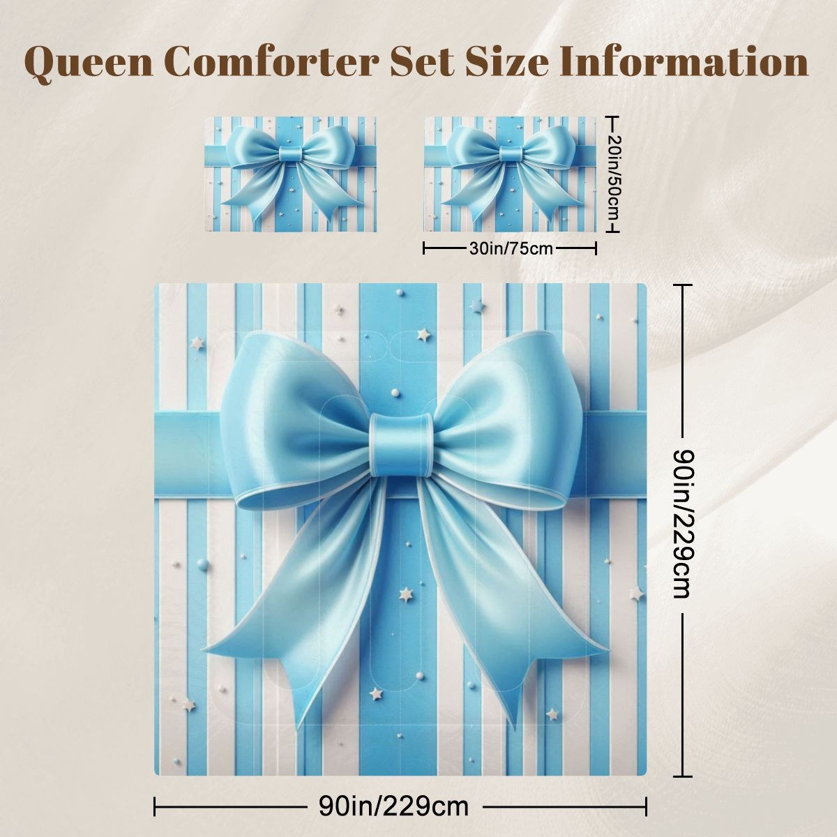 X Blue Bow N Stars Comforter Set