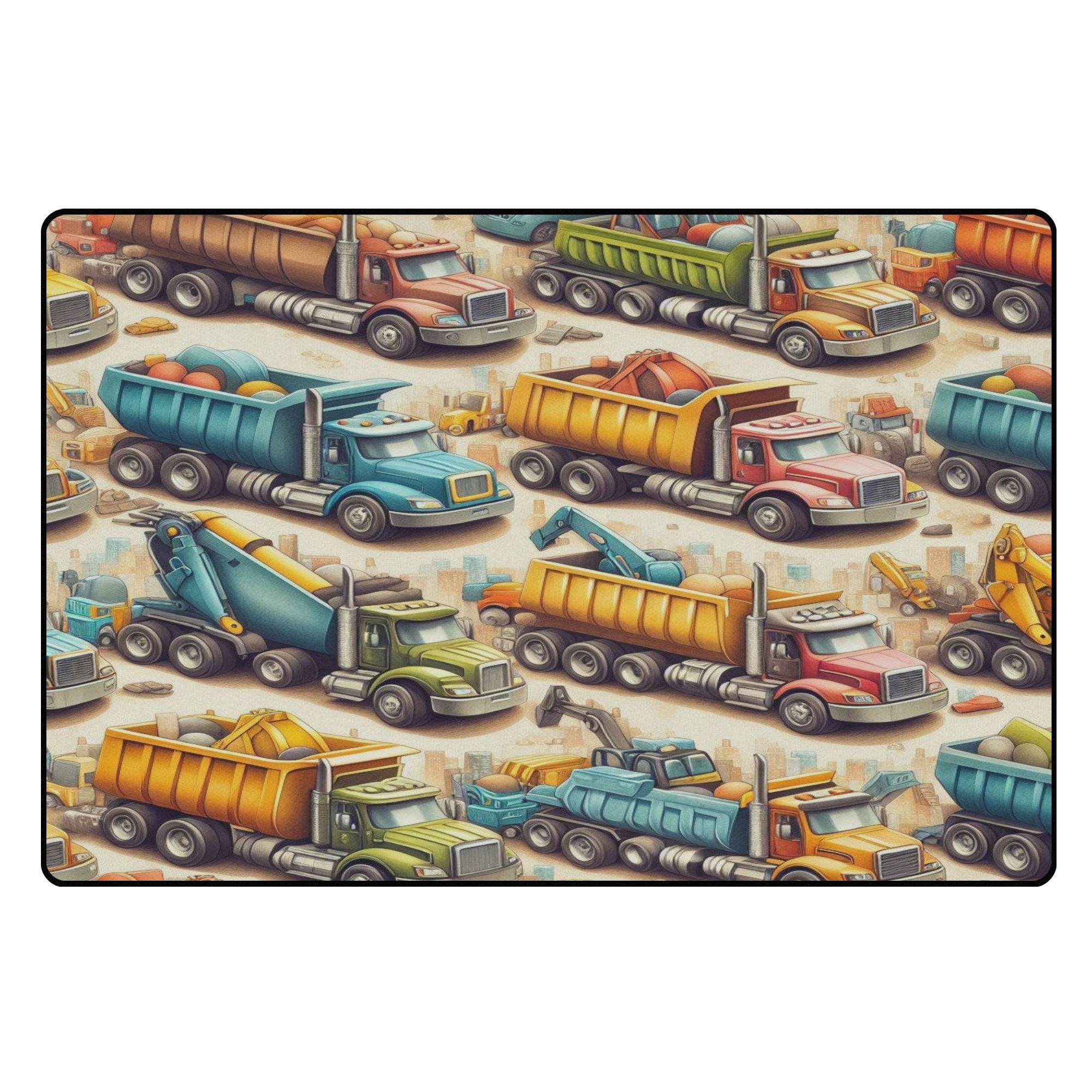 Dump Trucks Area Bedroom Rug
