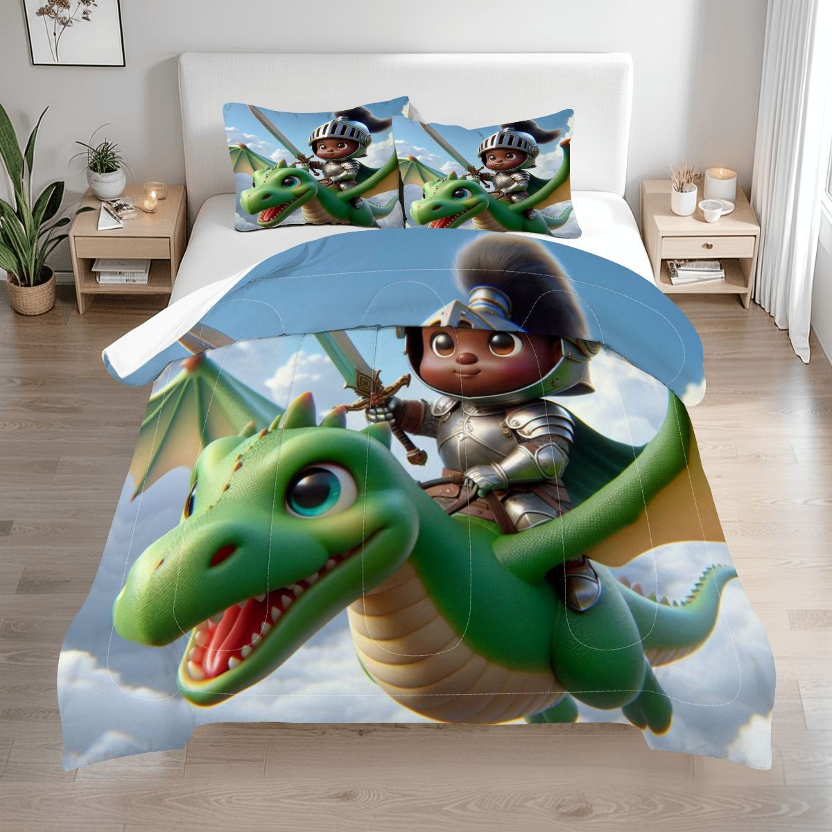 Green Dragon Rider Comforter Set