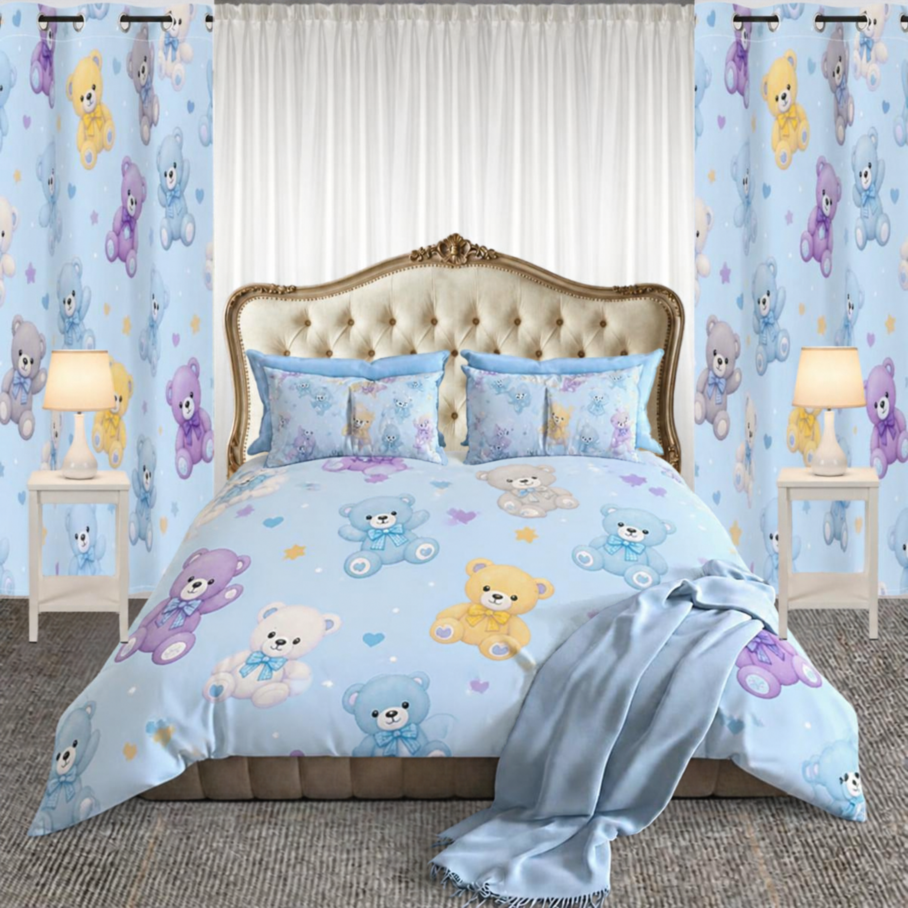 Blue Tiny Bears Comforter Set