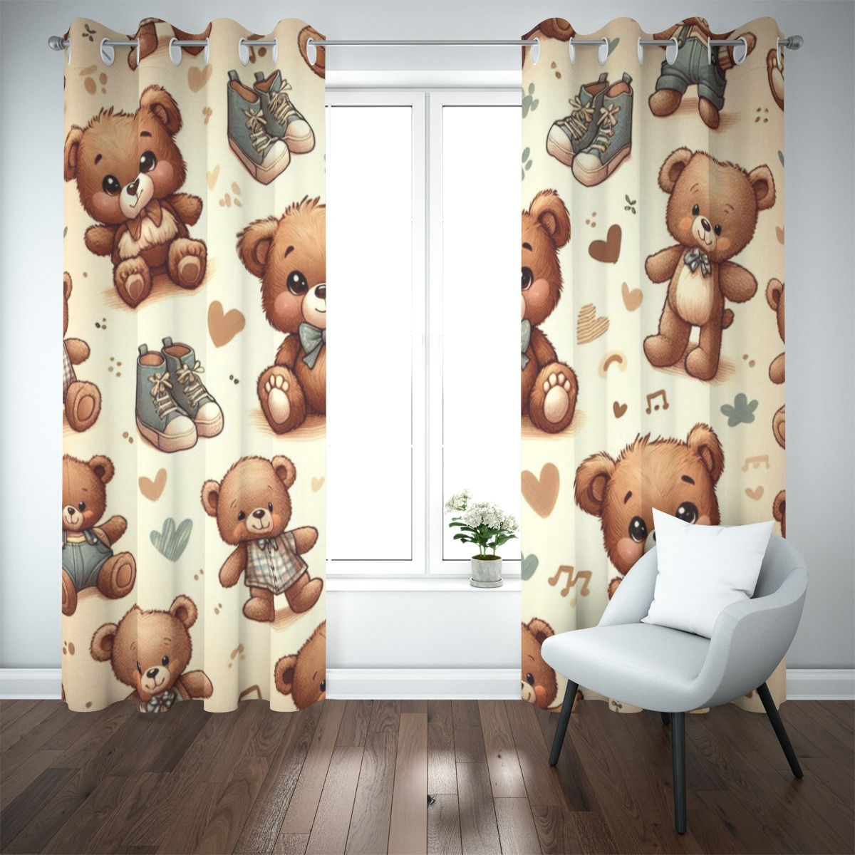 Teddy Bear Blackout Grommet Curtains