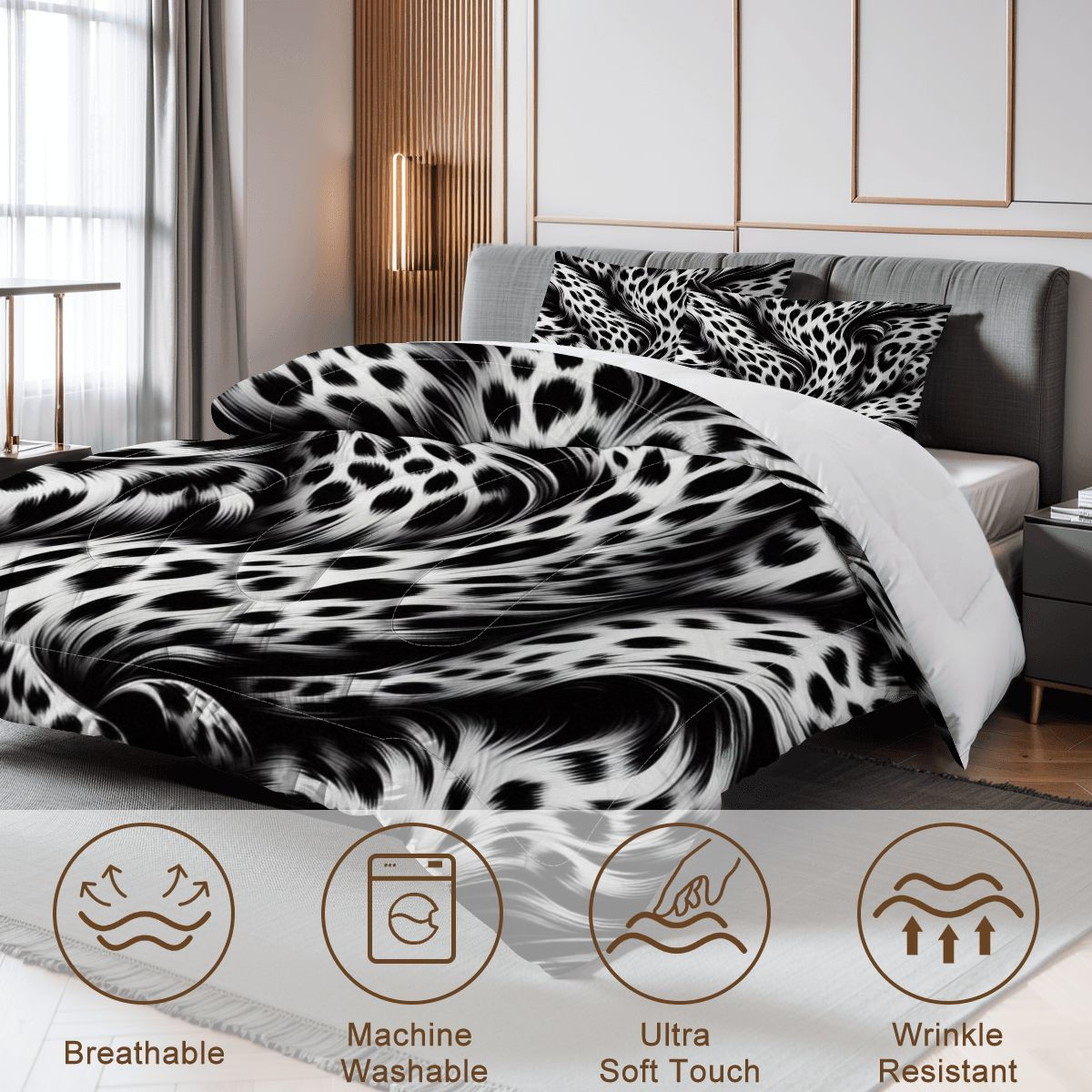 X Leopard Print Comforter Set
