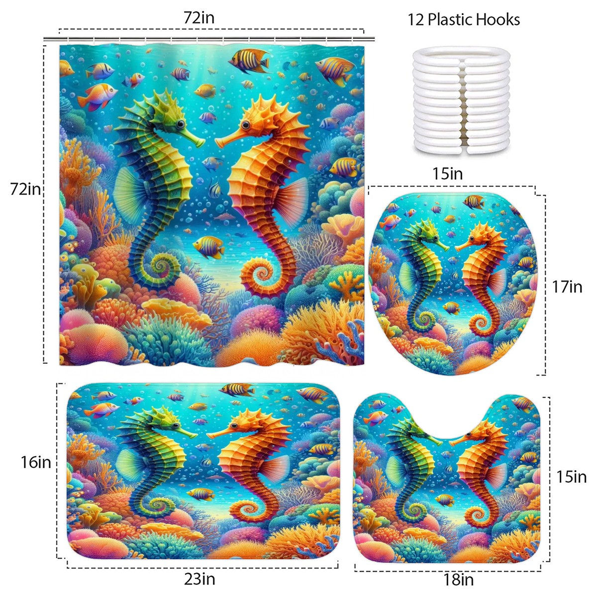 X Bathroom Rugs Set with Shower Curtain 4 pcs