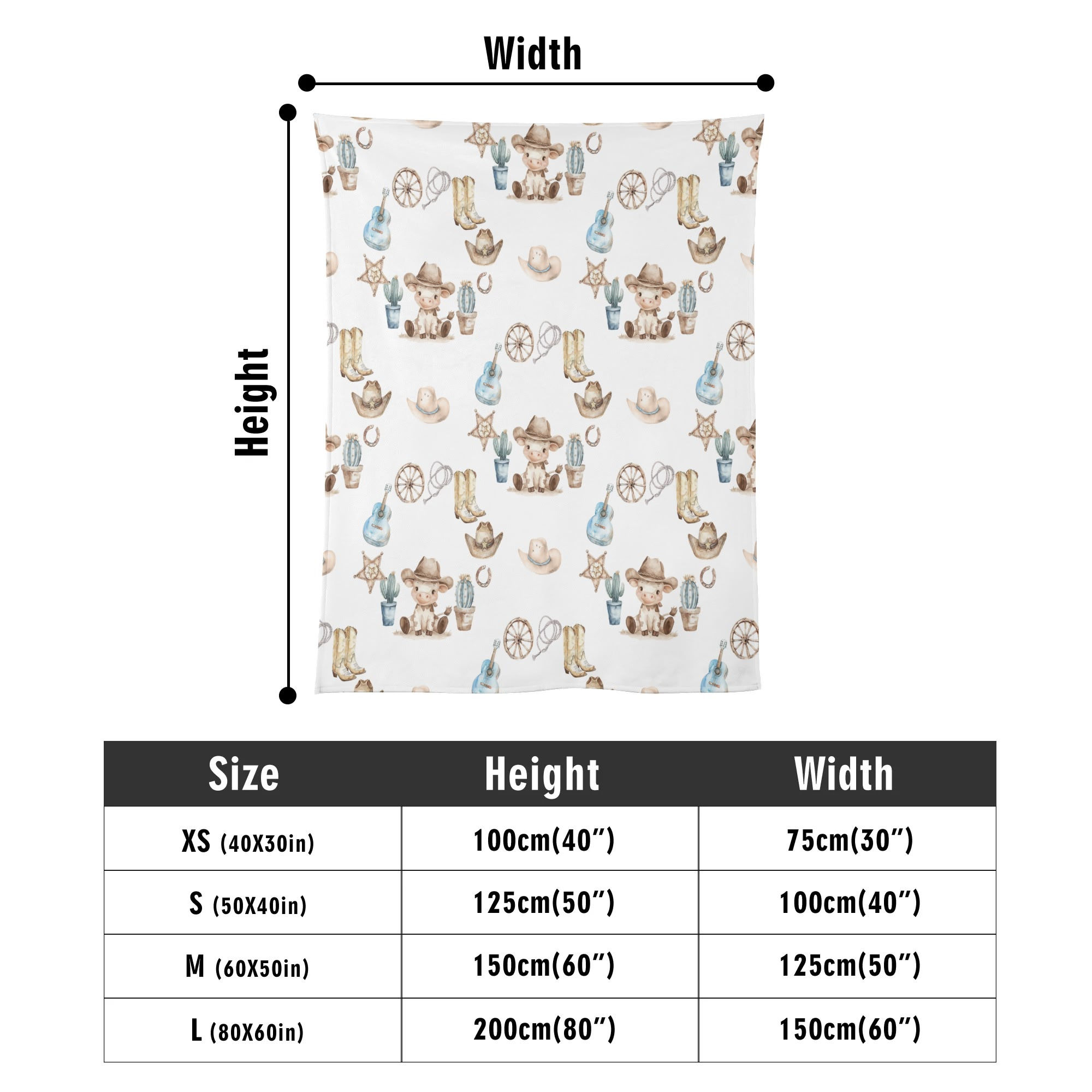Giddy-Up Soft Flannel Blanket 4 Sizes for Kids