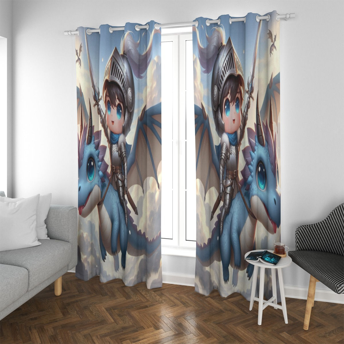Blue Dragon Blackout Grommet Curtains