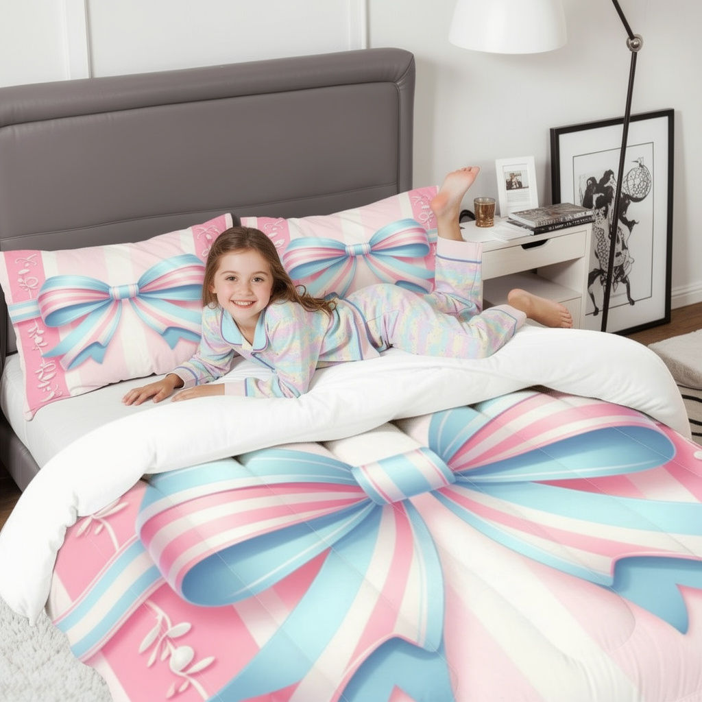 Pastel Bow Comforter Set