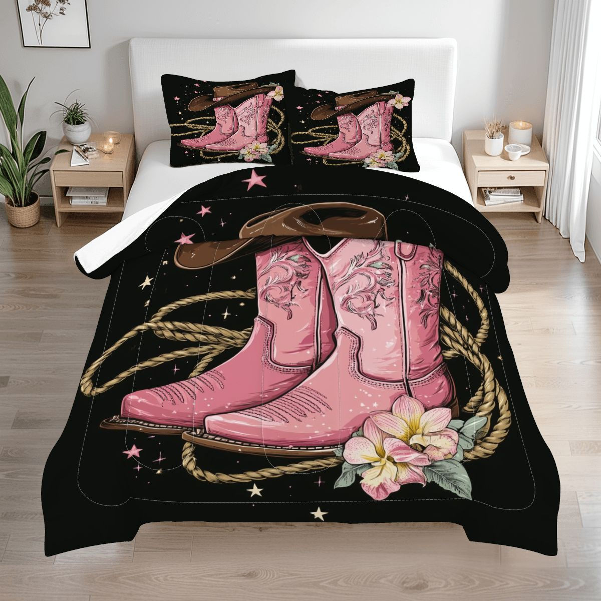X Pink Cowgirl Boots Comforter Set
