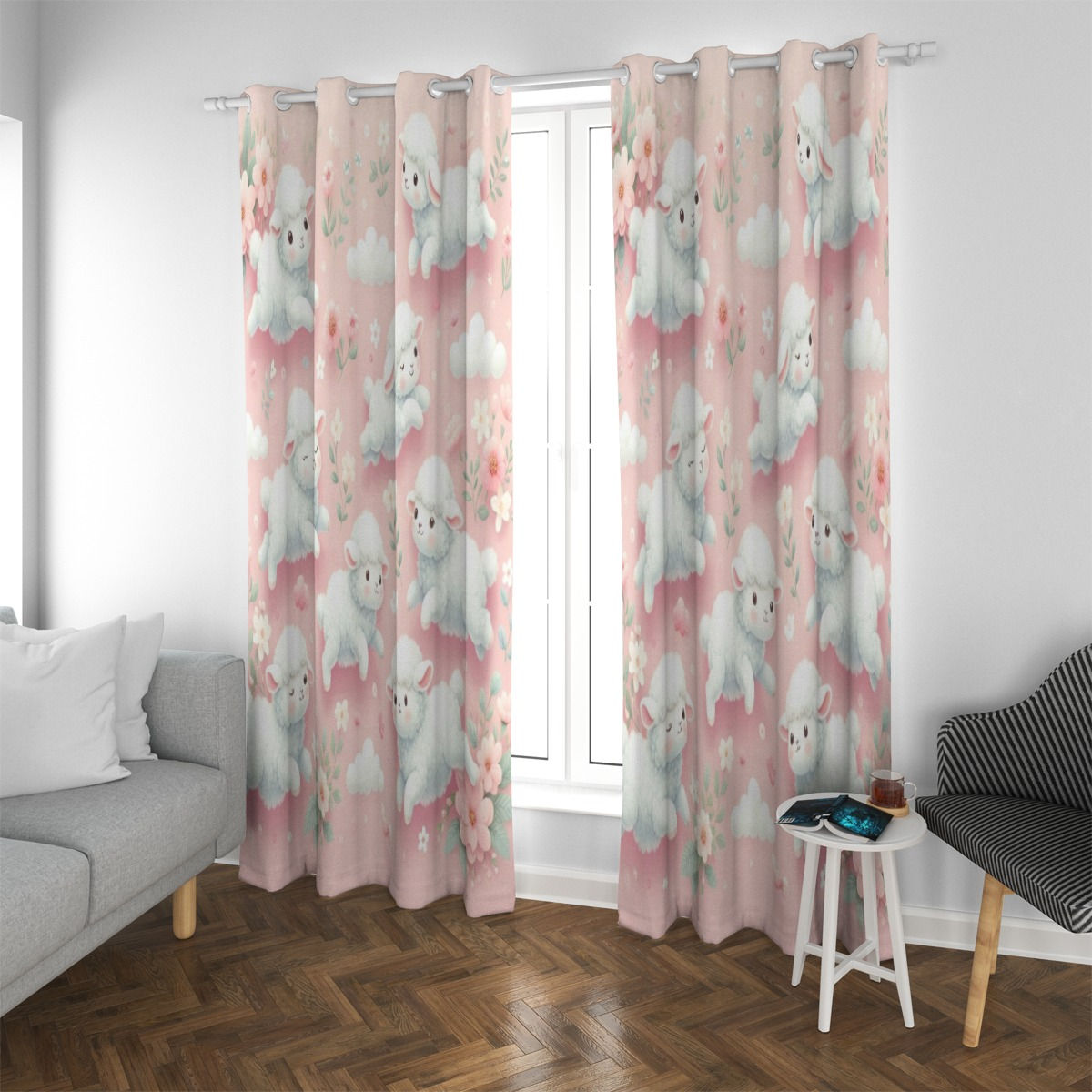 X Fluffy Lambs Blackout Curtains
