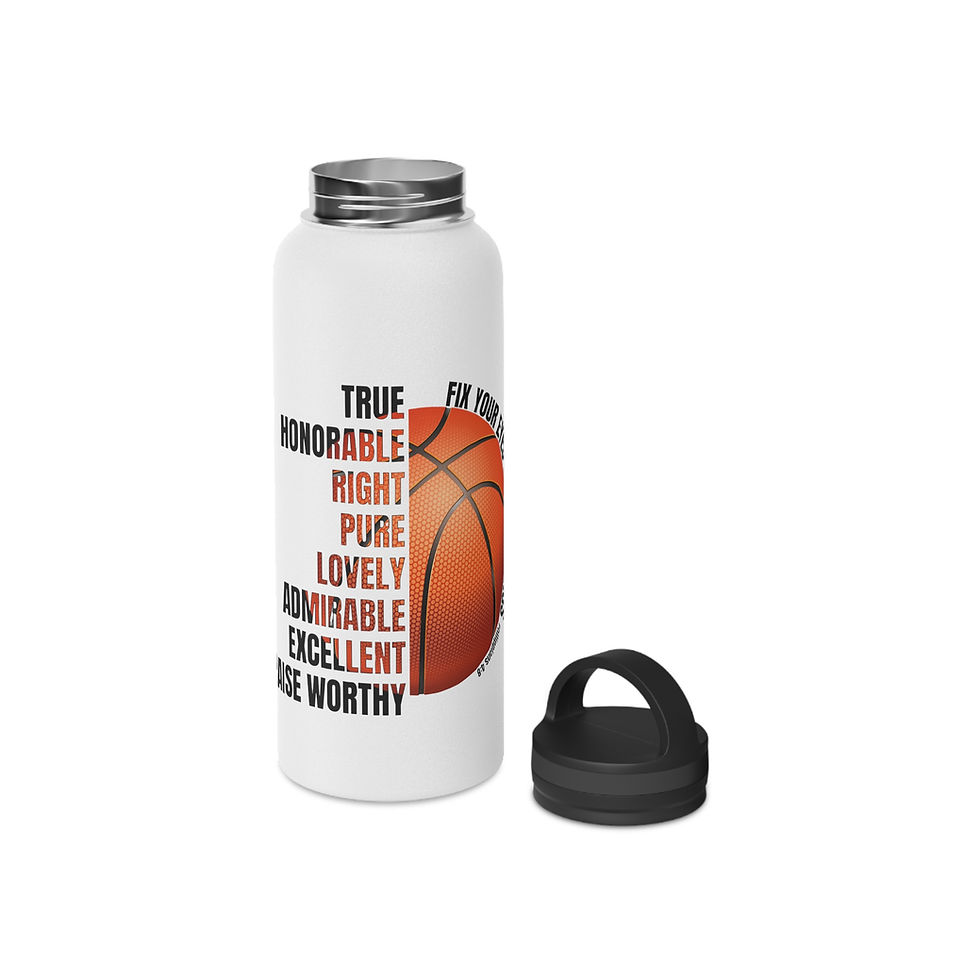 Thumbnail: Stainless Steel Water Bottle-Philippians 4:8 and Basketball