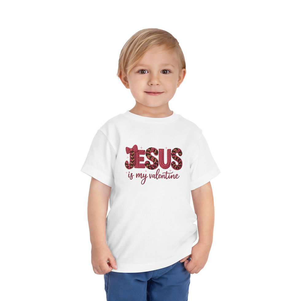 Thumbnail: Toddler Tee — “Jesus Is My Valentine” Pink Heart Kids Shirt
