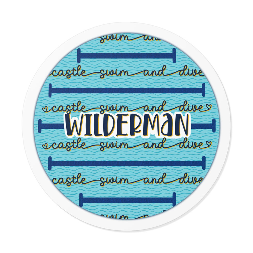 Thumbnail: Custom Round Sticker — 'Wilderman' Swim & Dive Team Design