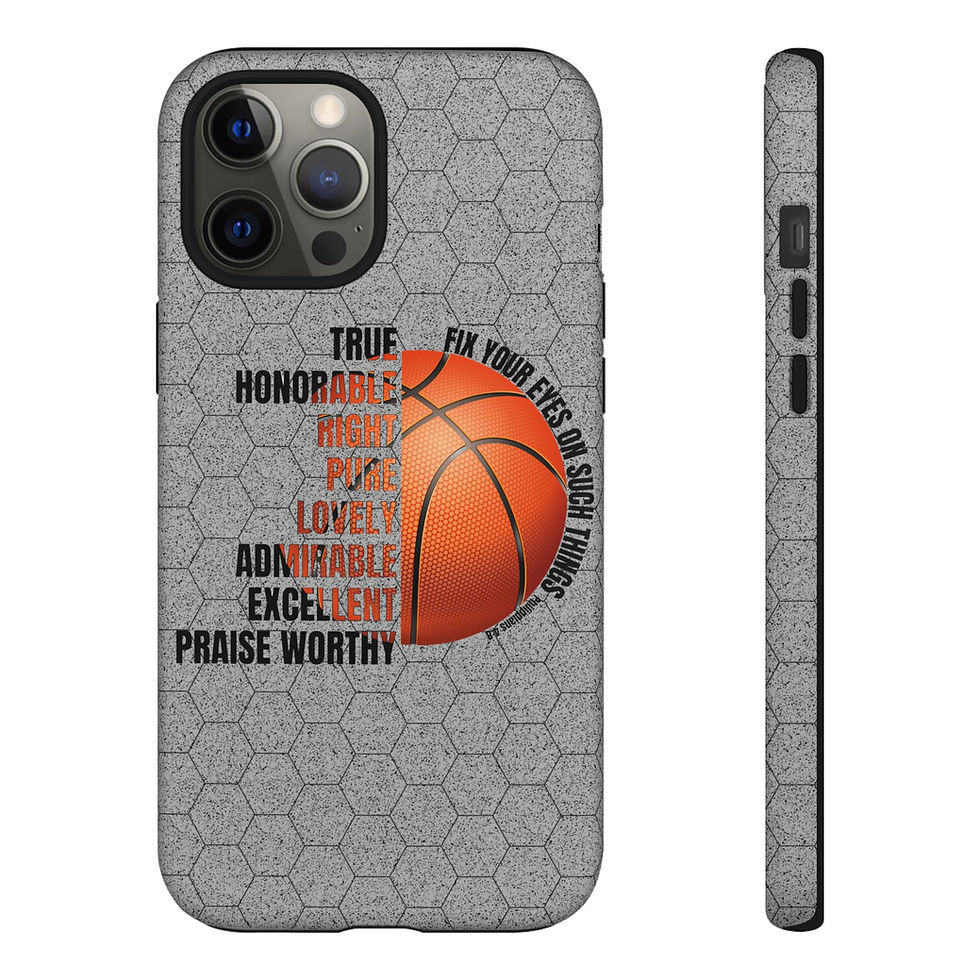 Thumbnail: Basketball Word Cloud Tough Phone Case — Gray Hex Grip Protective Cover