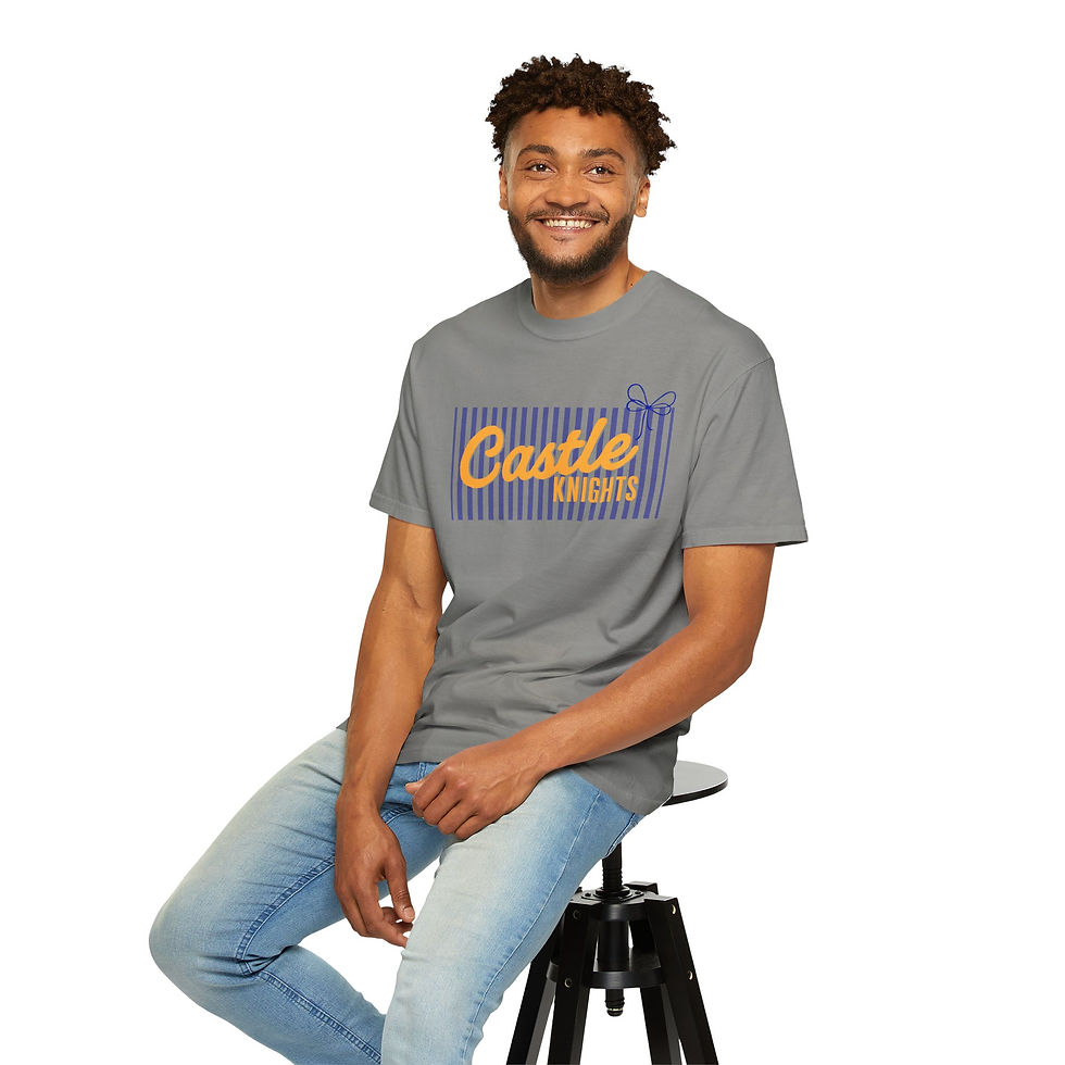 Thumbnail: Castle Knights T-Shirt — Retro Striped Graphic Tee