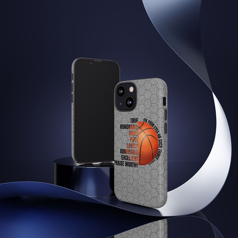 Thumbnail: Basketball Word Cloud Tough Phone Case — Gray Hex Grip Protective Cover