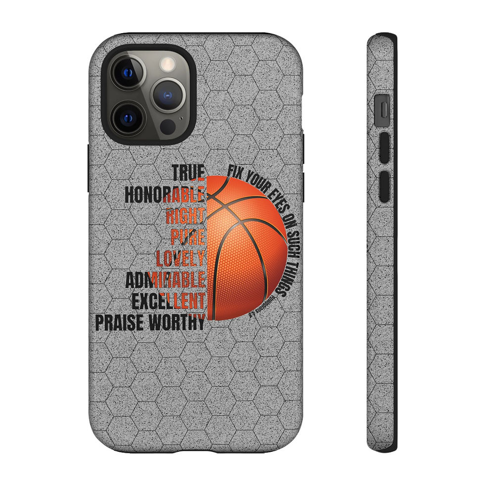 Thumbnail: Basketball Word Cloud Tough Phone Case — Gray Hex Grip Protective Cover
