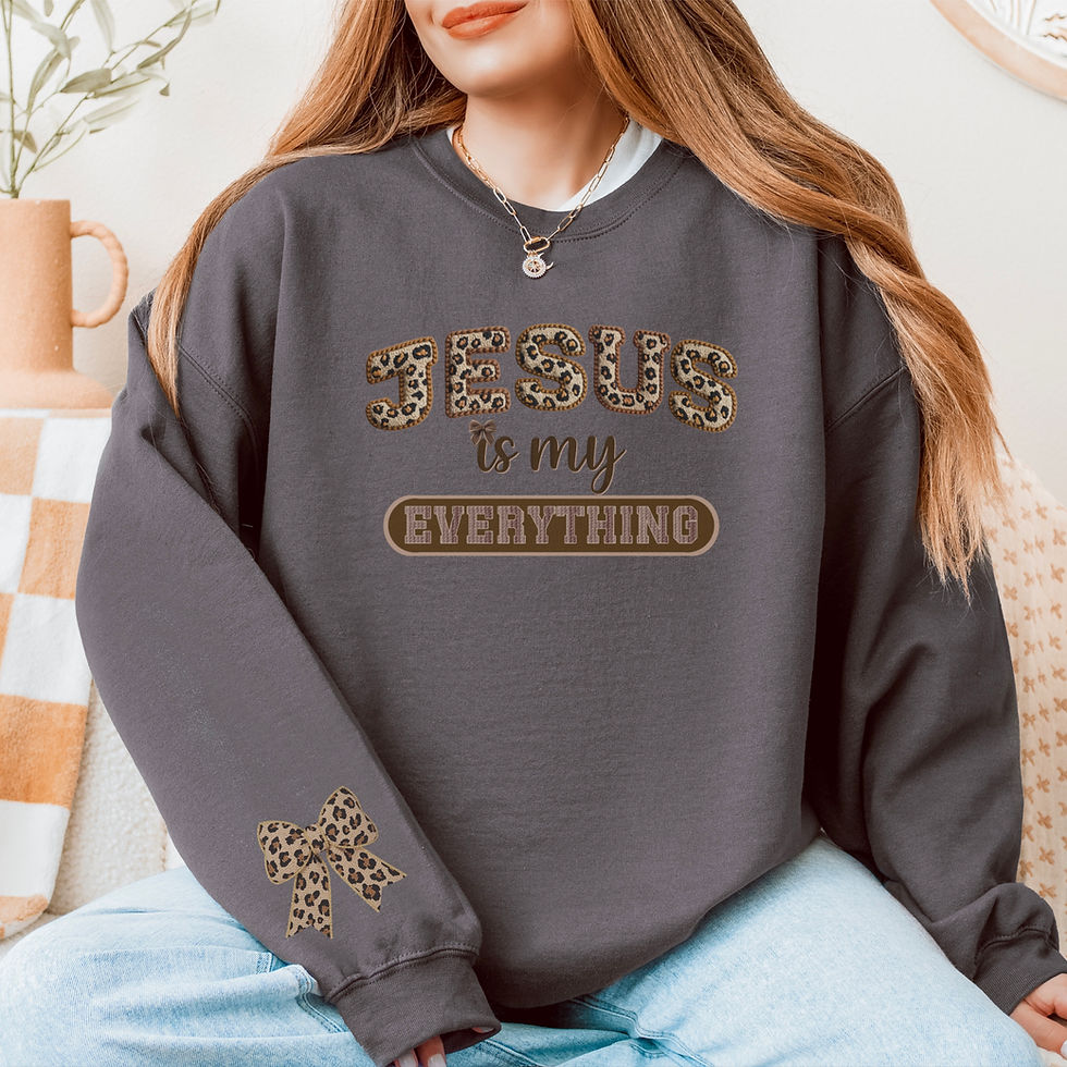 Thumbnail: Jesus Is My Everything Leopard Crewneck Sweatshirt