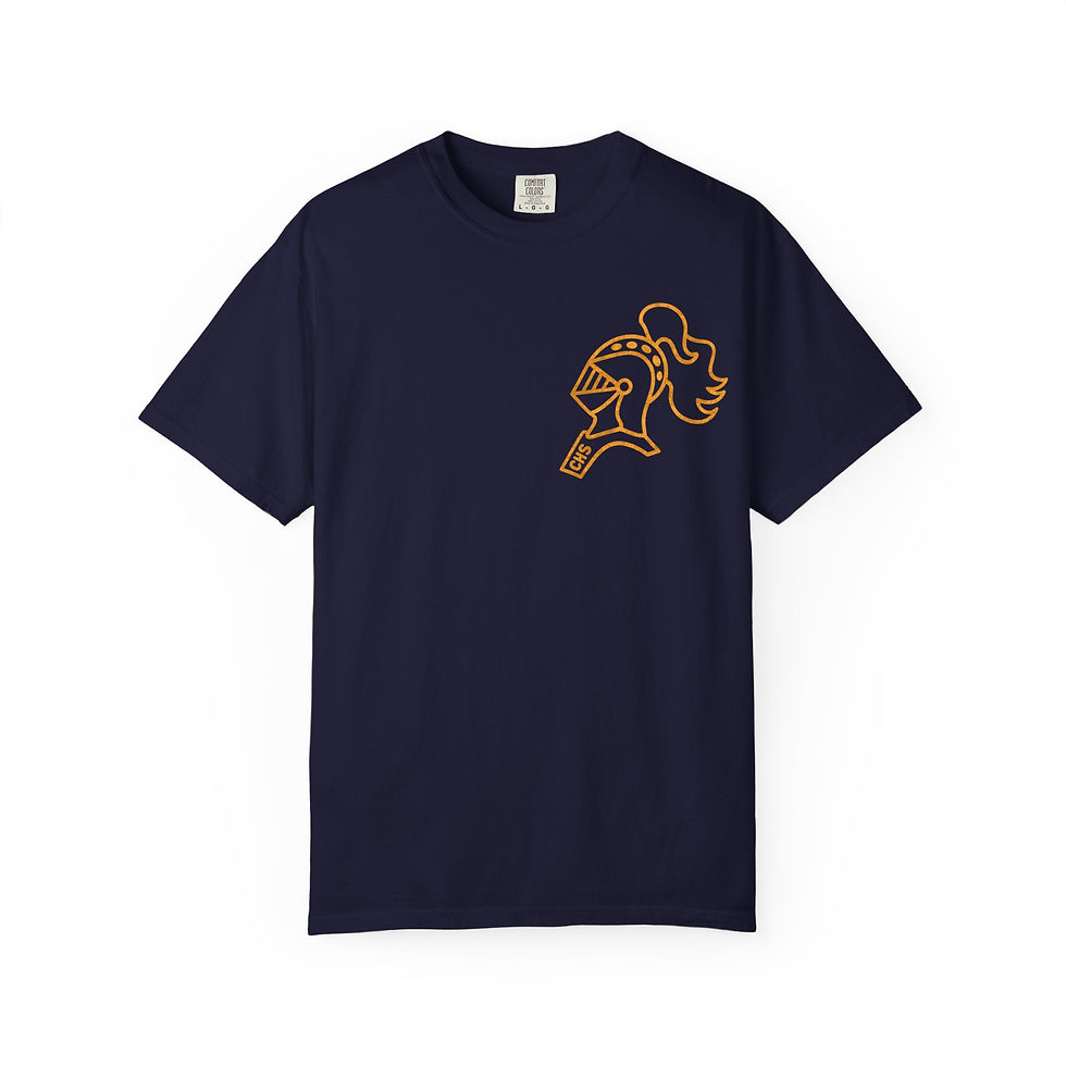 Thumbnail: Knights Graphic T-Shirt — Retro Repeating Back Print with Front Helmet Logo