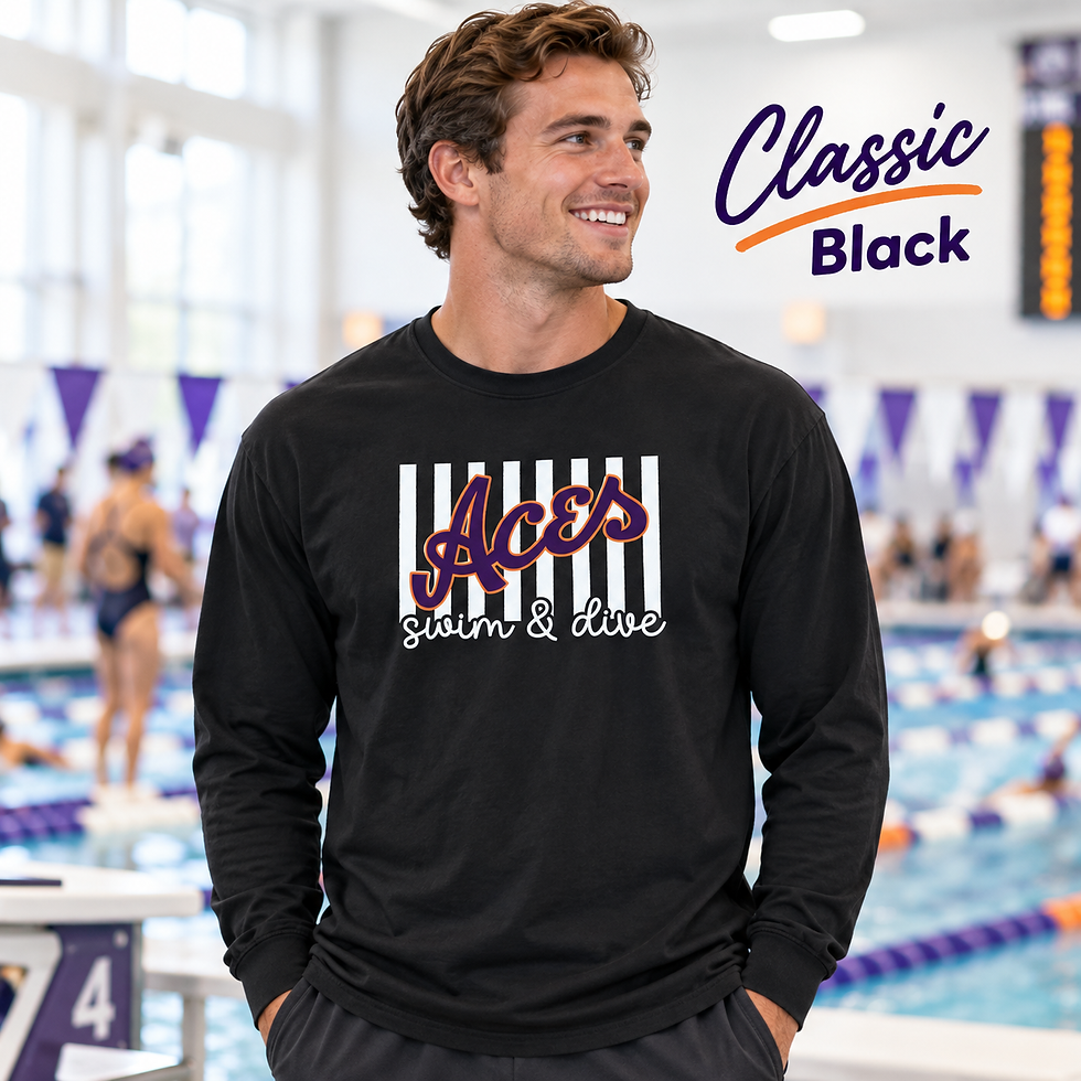 Thumbnail: Personalized ACES Swim & Dive Long Sleeve Shirt | Comfort Colors Team Spirit