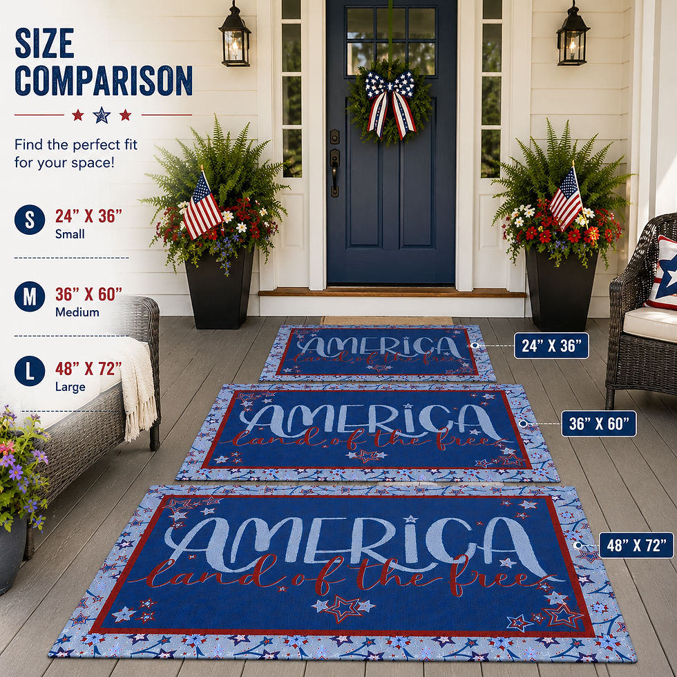 Thumbnail: Patriotic Outdoor Rug — "America Land of the Free" Chenille Porch & Patio Rug