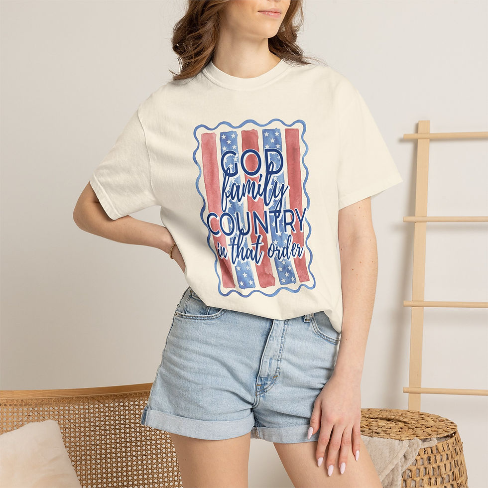 Thumbnail: God Family Country T-Shirt — Patriotic American Flag Tee
