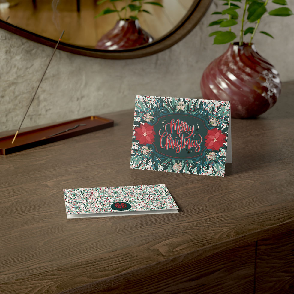 Thumbnail: Merry Christmas Floral Greeting Cards (1/10/30/50 pcs)