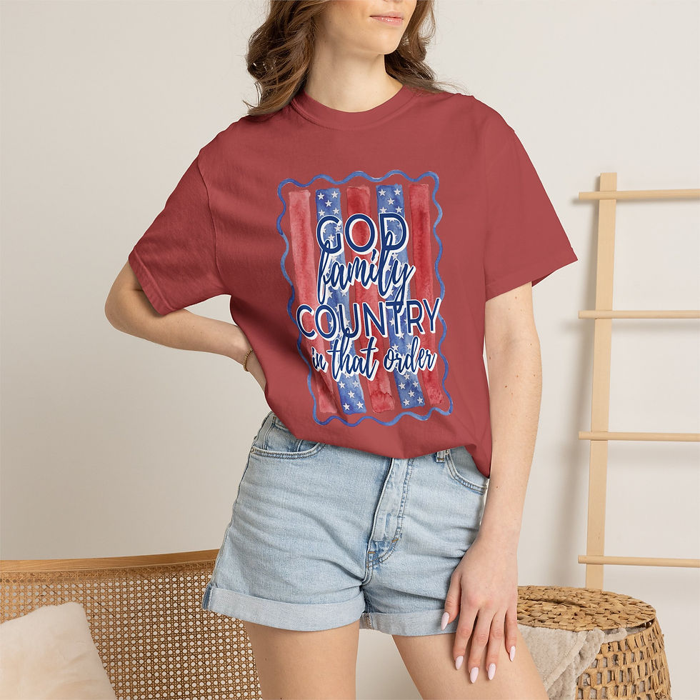 Thumbnail: God Family Country T-Shirt — Patriotic American Flag Tee