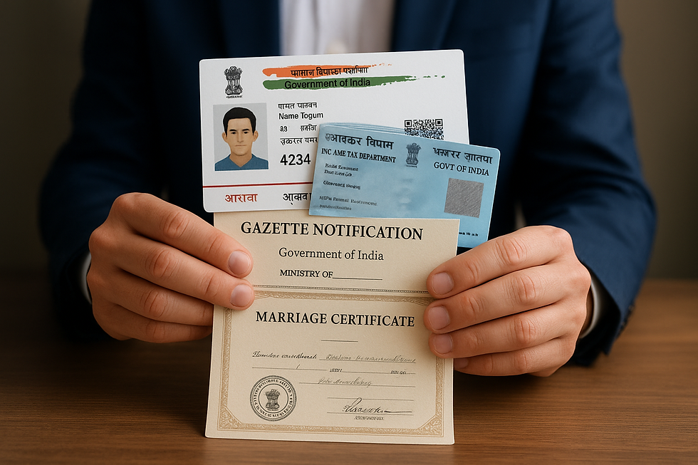 aadhaar,pan,marriage certificate