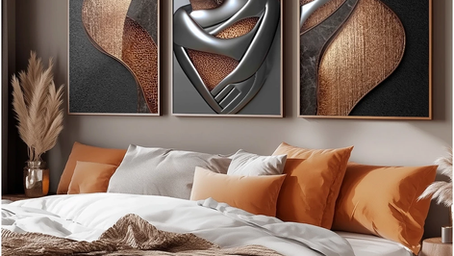 Kit 3 Quadros Decorativos Mosaico Moderno Amor Casal Prateado Estilo Nórdico Decoração Sala Quarto Hall