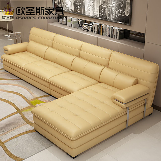 yellow-leather-sectional-sofa-set-metal-